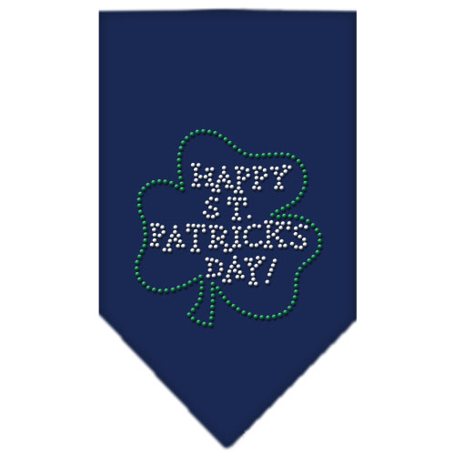 Happy St Patrick's Day Rhinestone Bandana Navy Blue large